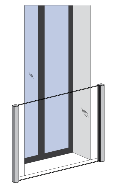 Vue de la pose en façade - garde-corps fenêtre GLASSFIT FB-10